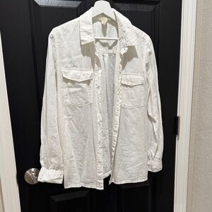H&M Linen Blend Classic Lo by Sleep Button Up